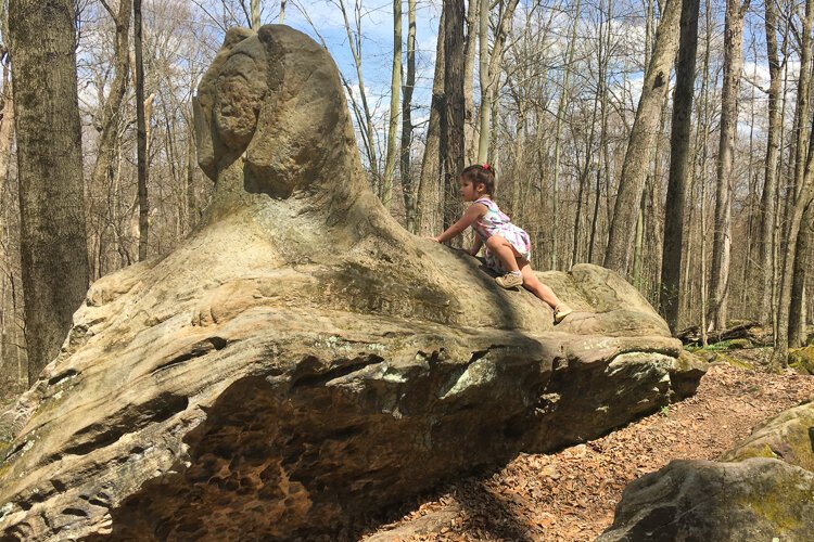 Exploring the Sphinx of Hinckley on Worden's Ledges Loop trail.